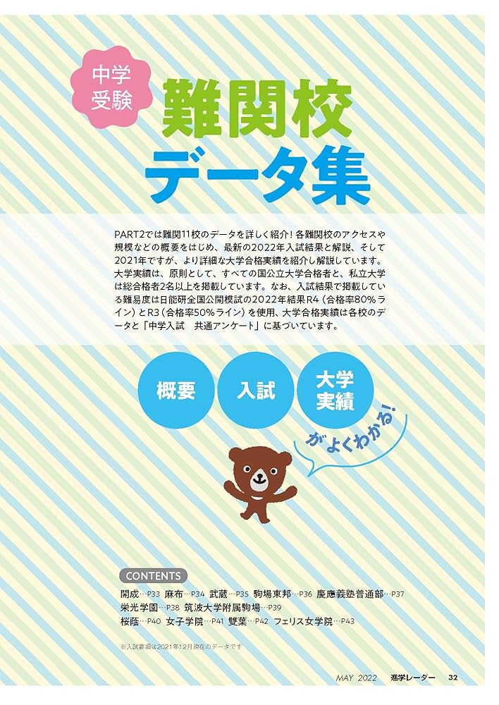 中学受験進学レーダー2022年5月号 難関校の行事と教科 | 進学